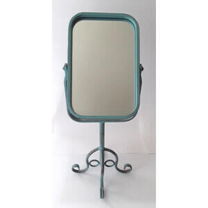 Vintage Ornate Victorian Cast Iron Footed Vanity Swivel Mirror 17” Green